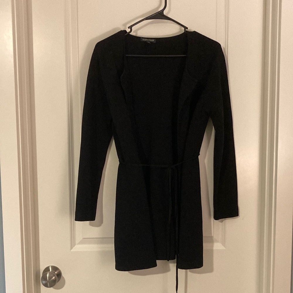Eileen Fisher open front tie sweater
